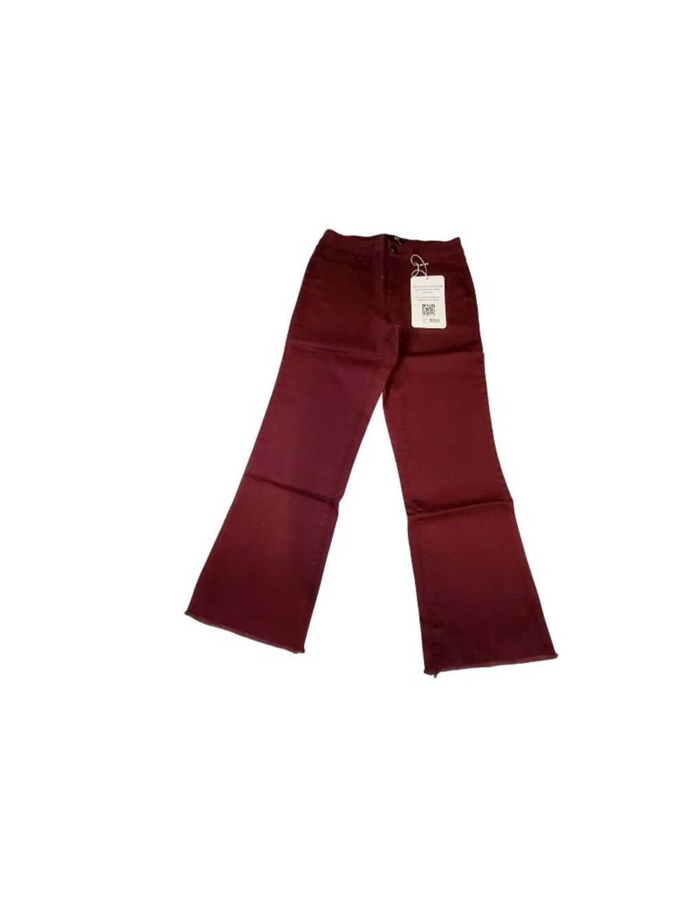 1822 Denim Burgundy Bootcut Jeans Womens Size 2/26 Raw Hem Stretch Cotton Blend